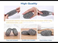Household Stainless Steel Cleaning Ball Pan Scrubber 8*8cm 40g 0.08-0.5mm Wire width