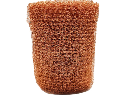 Yellow Knitted Copper Mesh 100mm 0.18mm Customized High Temperature Resistant For Filter