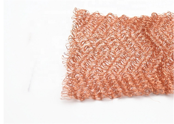 Copper Knitted Wire Mesh 40cm 50cm Width 0.18mm Wire Dia Herringbone Surface