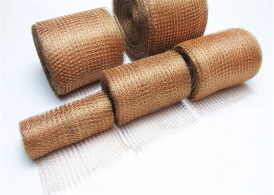 Copper Knitted Wire Mesh 40cm 50cm Width 0.18mm Wire Dia Herringbone Surface