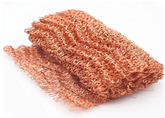 Yellow Knitted Copper Mesh 100mm 0.18mm Customized High Temperature Resistant For Filter