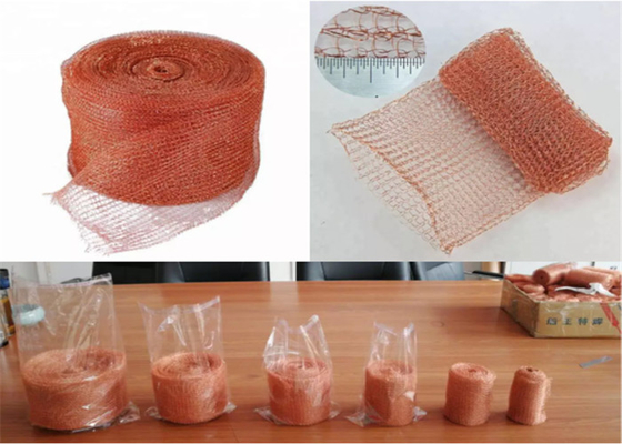 Copper Knitted Wire Mesh 40cm 50cm Width 0.18mm Wire Dia Herringbone Surface