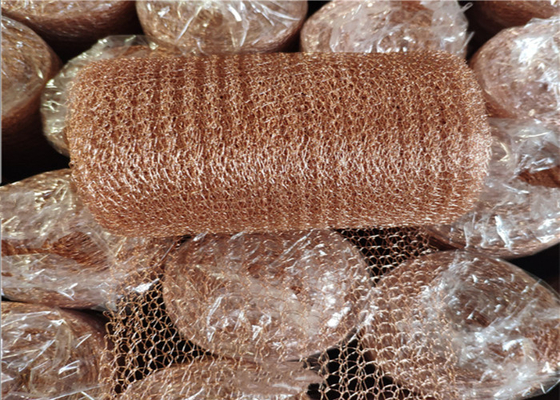 10 15 20cm Width Knitted Copper Mesh 0.23mm Dia Corrugated Surface