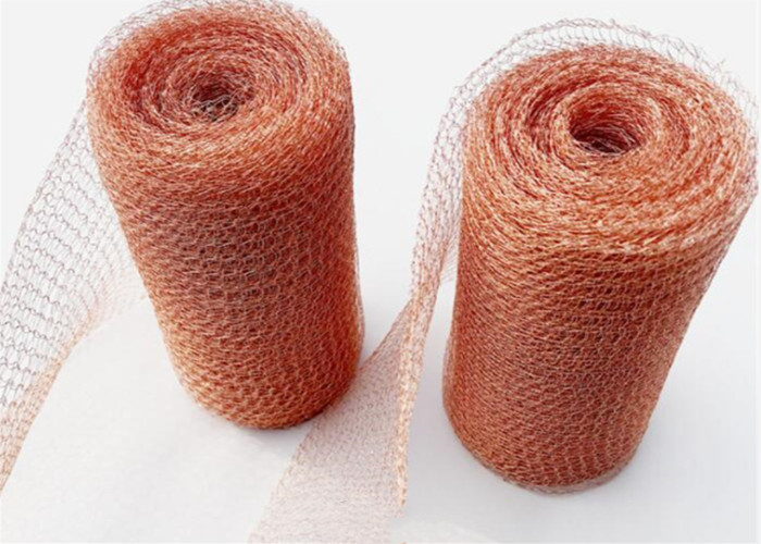 Customized Pure Red Copper Knitted Mesh 1.3m Stopper Blocker Corrugated Shape