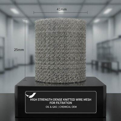 High Strength Dense 35*41*25.6mm Knitted Wire Mesh Produced From For In Oil Gas And Chemical Filtration  OEM