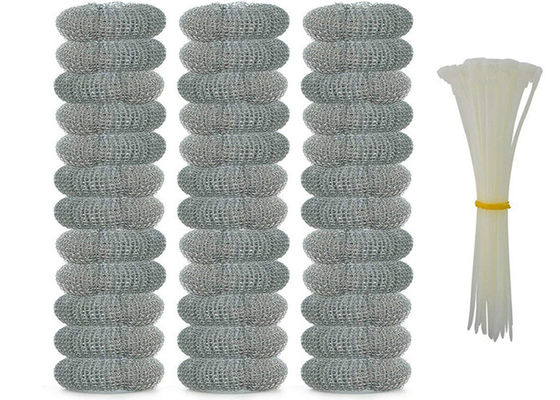 2*6cm 7.5g 410/430 Stainless Steel Cleaning Ball and Wire Brush for Heavy-Duty Kitchen Scrubbing