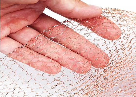 30m Copper Knitted Mesh 10 15 20cm Width 0.20mm Wire Dia Corrugated Surface