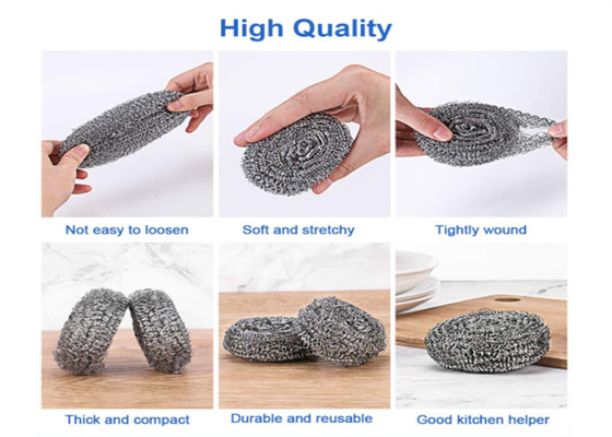 Household Stainless Steel Cleaning Ball Pan Scrubber 8*8cm 40g 0.08-0.5mm Wire width